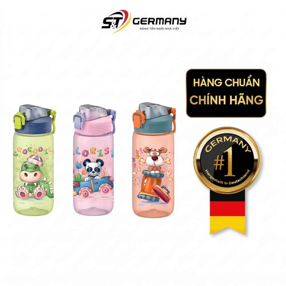 Bình nước trẻ em Tritan cao cấp Renga Wave 530ml - 912168 nhiều màu