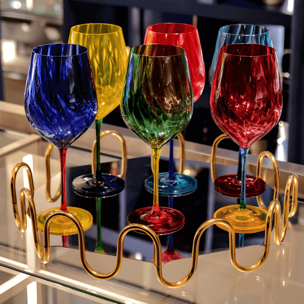 Set 6 ly vang Uria màu 600ml Crystal Bohemia