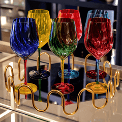 Set 6 ly vang Uria màu 600ml Crystal Bohemia