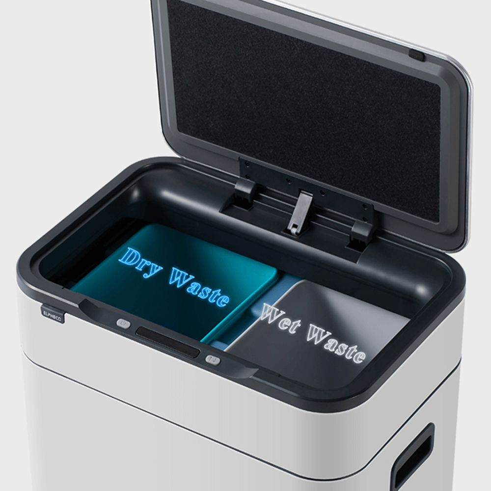 Thùng rác cảm ứng ELPHECO nắp inox 20 L có thùng rác rời bên trong, có chân & khử mùi ozone, nhiều màu
