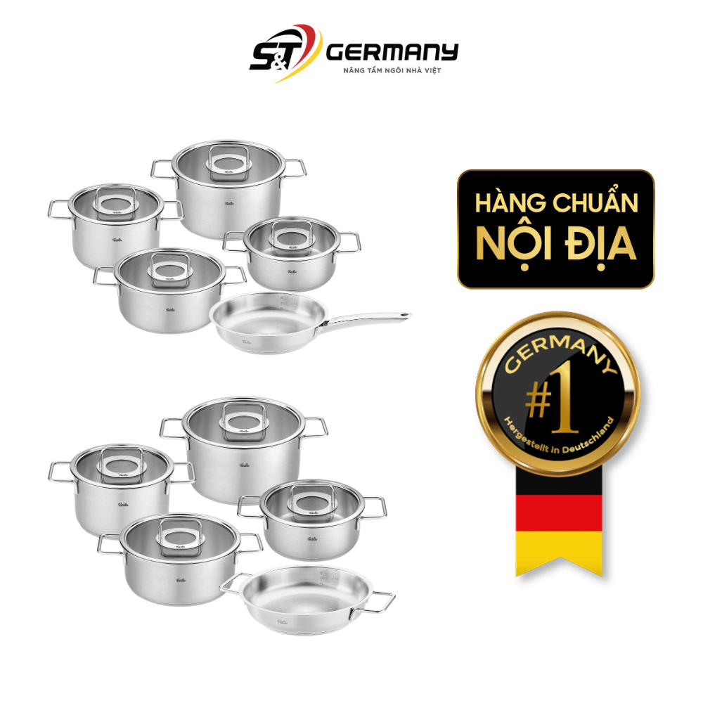 Bộ nồi Fissler Pure Collection 5 món vung kính kèm chảo made in Germany