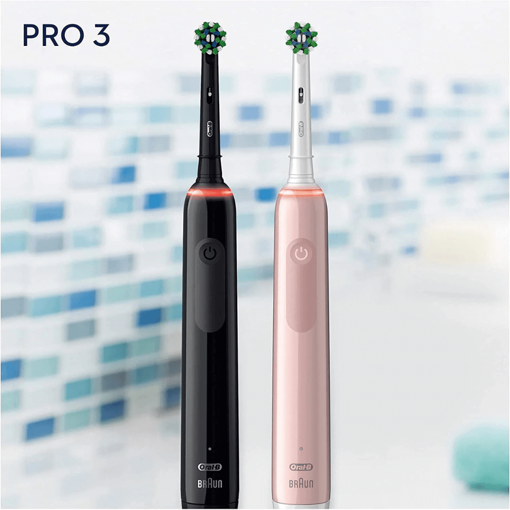 Set 2 bàn chải điện ORAL-B Pro 3 3900 màu đen và hồng