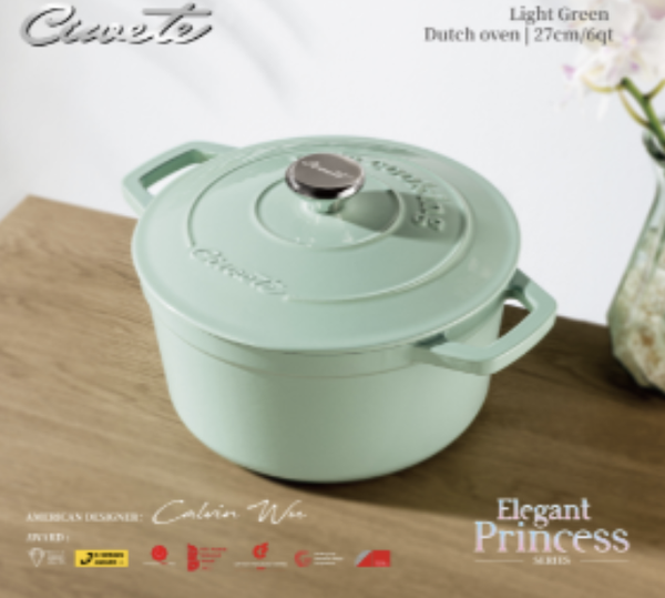 Nồi gang tròn Ciwete 27cm màu xanh mint