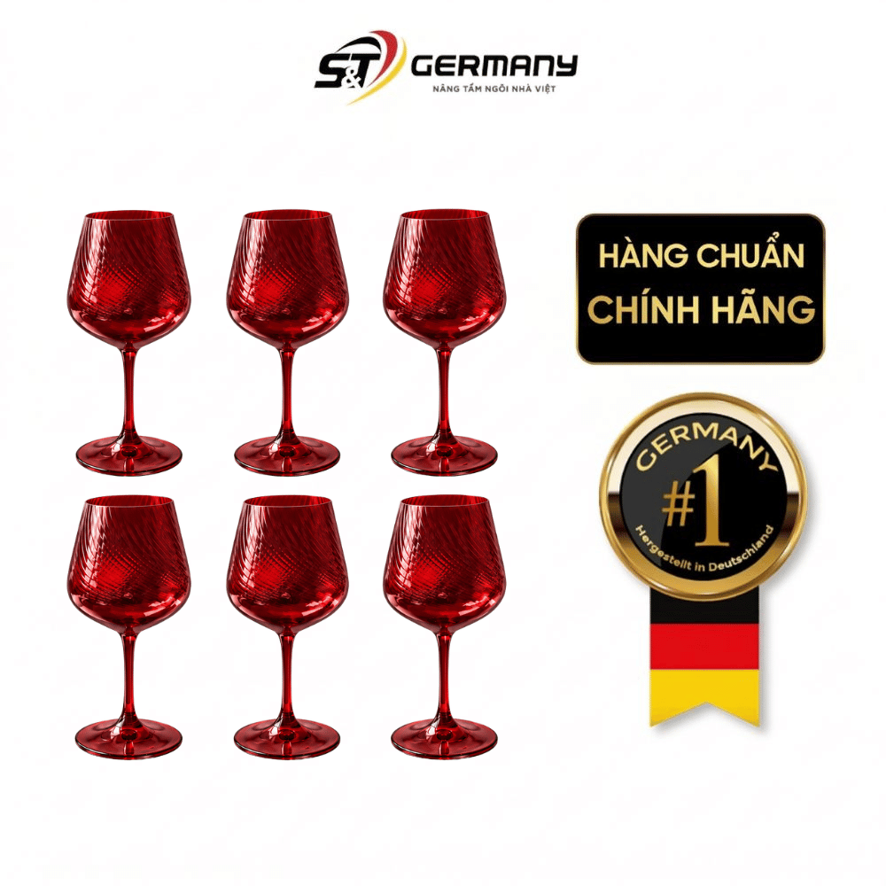 Set 6 ly vang Tyto đỏ 600ml Crystal Bohemia