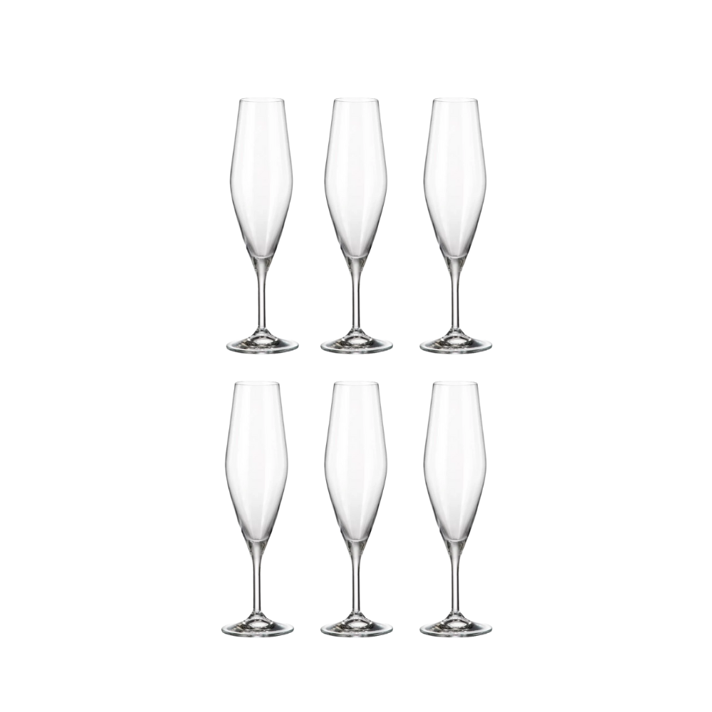 Set 6 ly champagne Gavia 210ml Crystal Bohemia