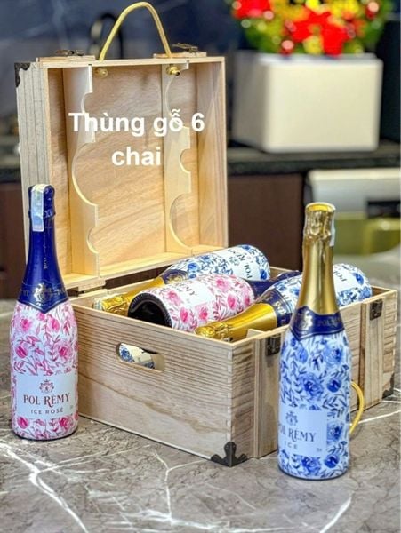 Thùng gỗ 6 chai vang Sủi Đẳng Cấp Số 1 Thế Giới Sparkling Pol Remy Ice