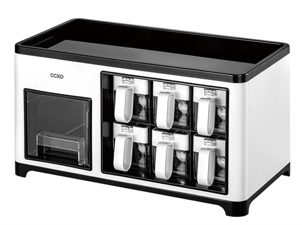 Kệ đựng gia vị kèm 6 lọ đựng gia vị CCKO CK8702 cao cấp màu trắng