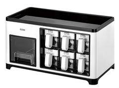 Kệ đựng gia vị kèm 6 lọ đựng gia vị CCKO CK8702 cao cấp màu trắng