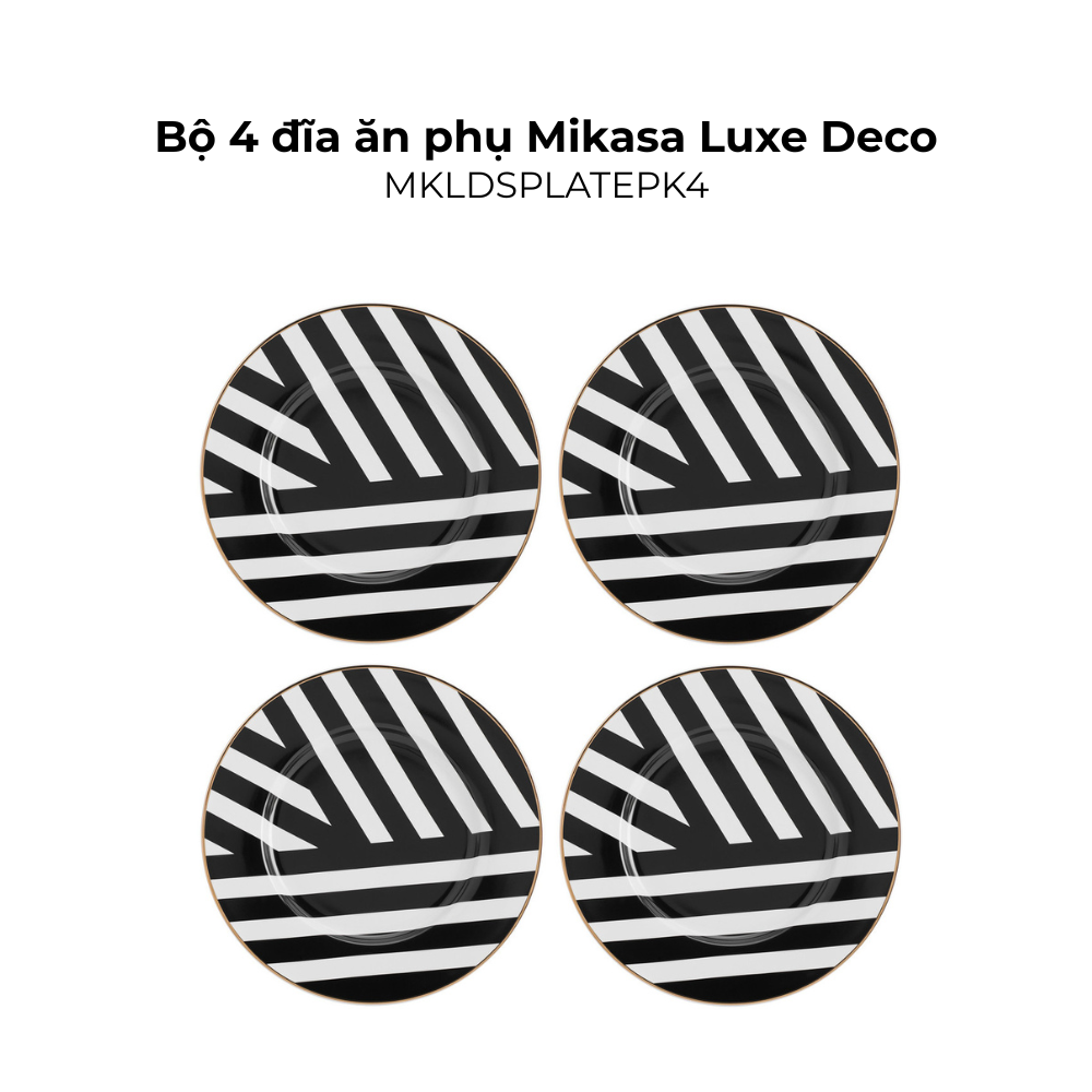 Đồ dùng bàn ăn Mikasa Luxe Deco nhiều món, chất liệu sứ xương