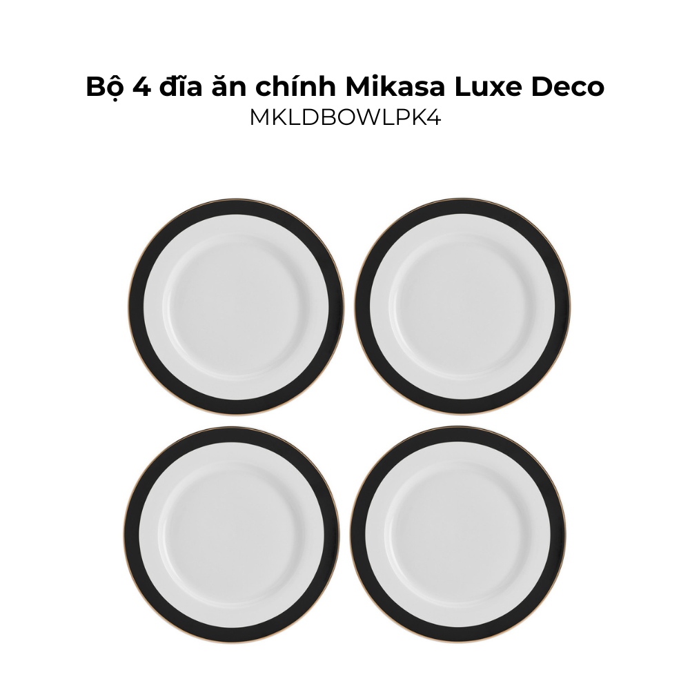 Đồ dùng bàn ăn Mikasa Luxe Deco nhiều món, chất liệu sứ xương