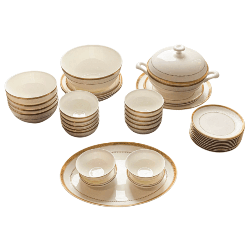 Set bát sứ Imperial 50 món hoa văn viền vàng hoàng gia Anh