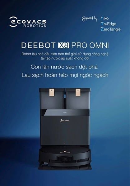 Robot hút bụi lau nhà Ecovas Deebot X8 Pro Omni màu đen