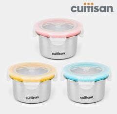 Set 3 hộp trữ đồ ăn dặm Inox 316 Cuitisan 200ml kháng khuẩn cao cấp - EC10-201S3
