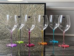 Set 6 ly vang Uria màu chân 480ml Crystal Bohemia