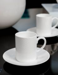Bộ trà sứ vân vuông màu trắng