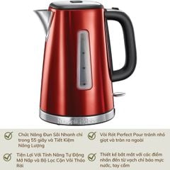 Ấm siêu tốc Russell Hobbs 23210-70 Lunar Solar 2400W 1.7L màu đỏ