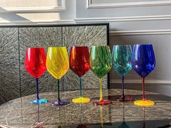 Set 6 ly vang Uria màu 600ml Crystal Bohemia