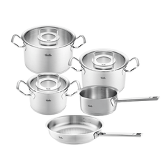 Bộ nồi Fissler Profi set 5 vung kính siêu cao cấp kèm quánh và chảo inox Profi 24/28cm made in Germany