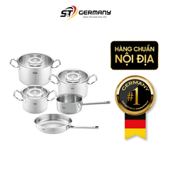 Bộ nồi Fissler Profi set 5 vung kính siêu cao cấp kèm quánh và chảo inox Profi 24/28cm made in Germany