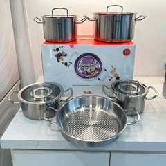 Bộ nồi Fissler Profi 5 món kèm chảo inox 2 quai Profi 24/28cm made in Germany