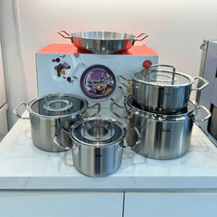 Bộ nồi Fissler Profi 5 món kèm chảo inox 2 quai Profi 24/28cm made in Germany