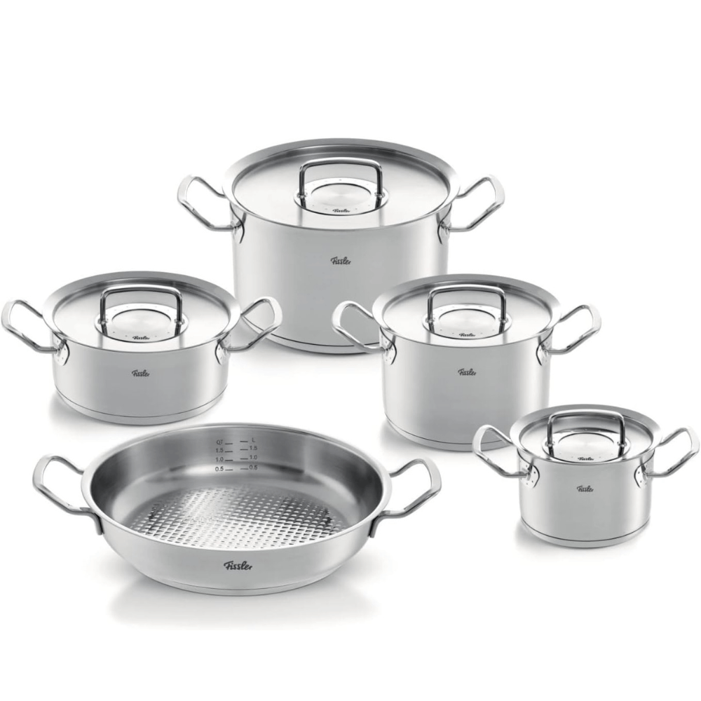 Bộ nồi Fissler Profi 5 món kèm chảo inox 2 quai Profi 24/28cm made in Germany