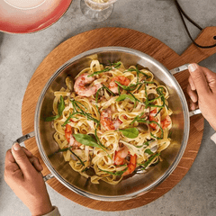 Bộ nồi Fissler Profi 5 món vung thép kèm quánh và chảo inox 2 quai 24/28cm made in Germany