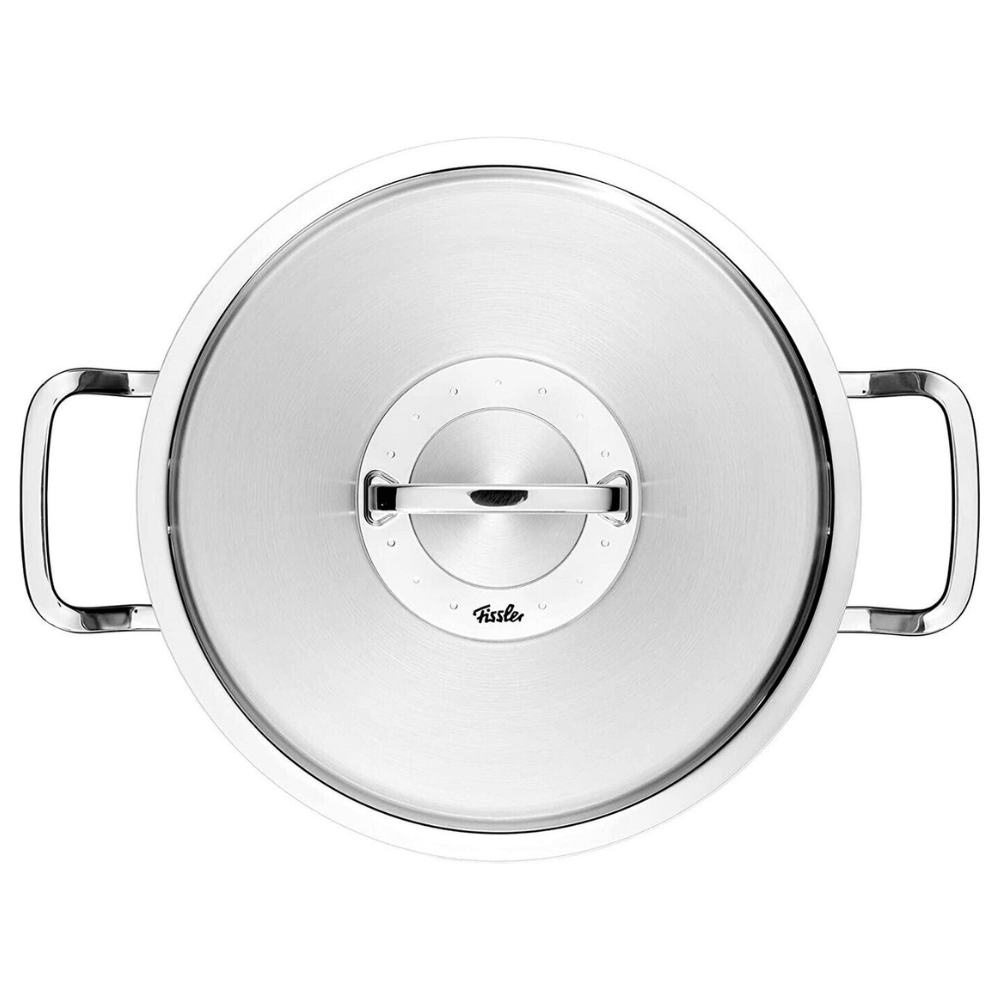 Bộ nồi Fissler Profi 5 món vung thép kèm quánh và chảo inox 2 quai 24/28cm made in Germany