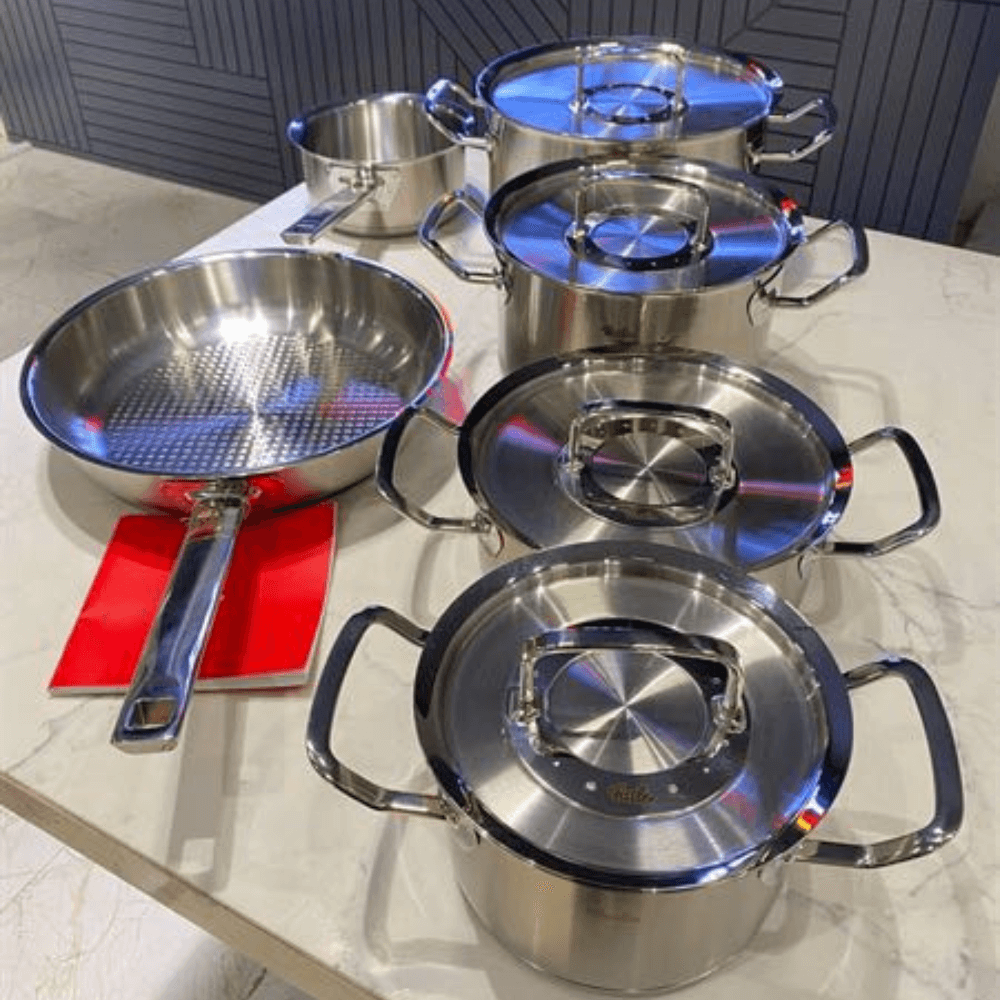 Bộ nồi Fissler Profi set 6 món vung thép kèm quánh và chảo inox Profi 24/28 cm made in Germany