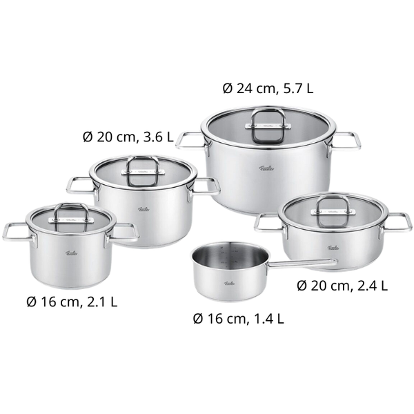 Bộ nồi Fissler Viseo PRO 5 món vung kính kèm quánh