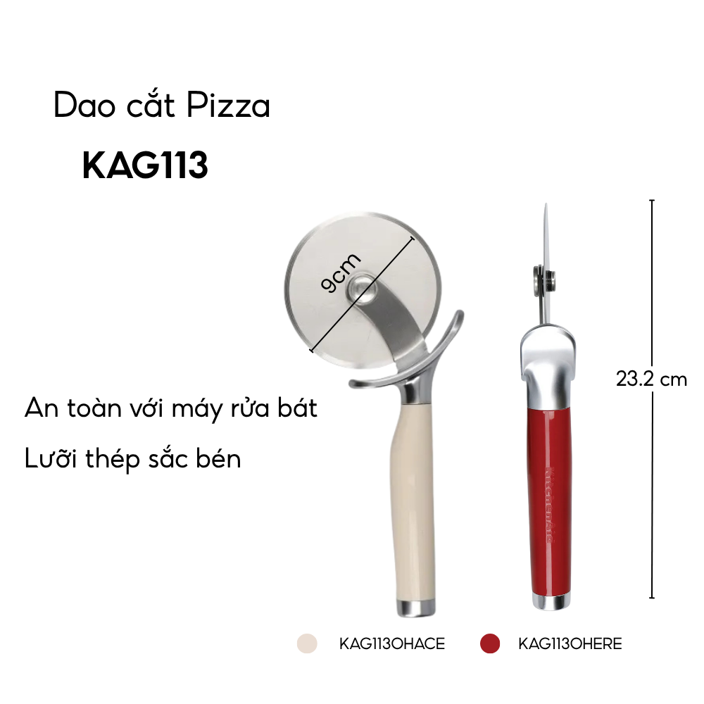 Dao cắt Pizza KitchenAid Coreline KAG113 nhiều màu