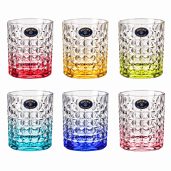 Set 6 cốc Diamond màu đáy 230ml Crystal Bohemia