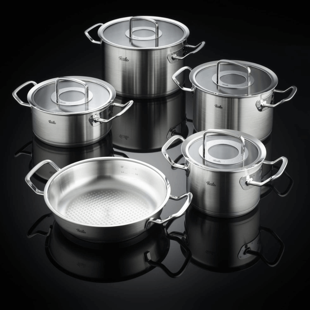 Bộ nồi Fissler Profi 5 món kèm chảo inox 2 quai Profi 24/28cm made in Germany