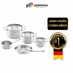 Bộ nồi Fissler Profi set 5 vung thép siêu cao cấp kèm quánh và chảo inox Profi 24/28cm made in Germany