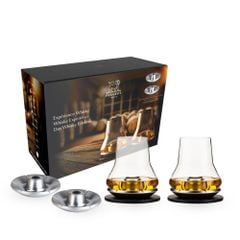 Bộ 2 ly rượu whisky kèm 4 đế làm lạnh Peugeot 266202 màu xám