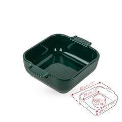 Khay nướng vuông gốm Peugeot Appolia 62149 18cm màu xanh lá Green Forest