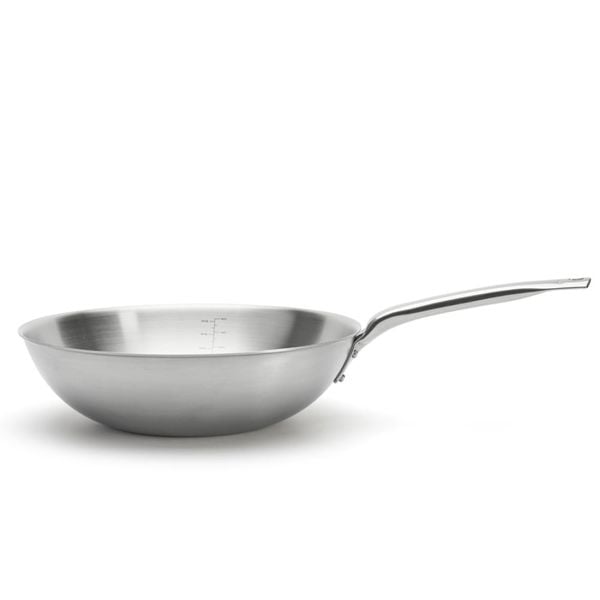Chảo inox De Buyer 3608.28 Alchimy Wok 32cm đáy liền 3 lớp