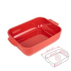 Khay nướng chữ nhật gốm Peugeot Appolia 60091 25cm màu đỏ