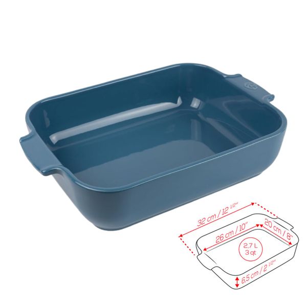 Khay nướng chữ nhật gốm Peugeot Appolia 61920 32cm màu xanh da trời Light Blue