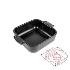 Khay nướng vuông gốm Peugeot Appolia 61845 18cm màu đen Satin - không vỏ
