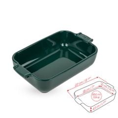Khay nướng chữ nhật gốm Peugeot Appolia 62101 22cm màu xanh lá Green Forest