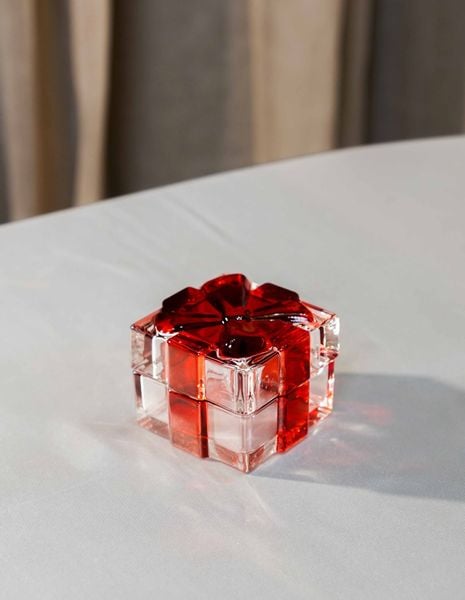 Thố pha lê Doza đỏ 7.2cm Crystal Bohemia