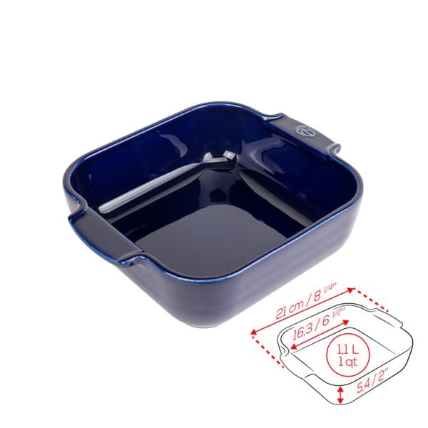 Khay nướng vuông gốm Peugeot Appolia 60237 21cm xanh dương Deep Blue