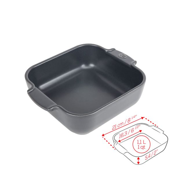 Khay nướng vuông gốm Peugeot Appolia 60220 21cm màu đen Slate