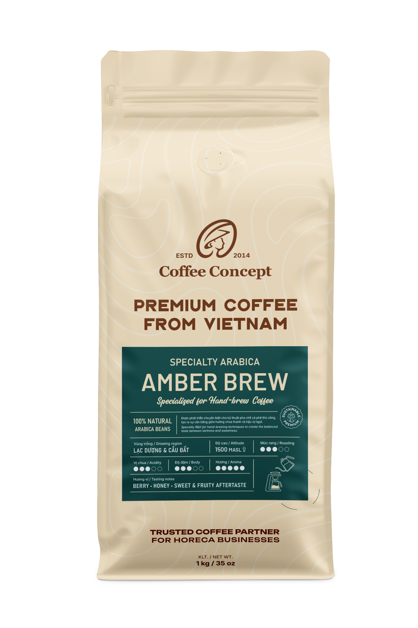  Cà phê rang Specialty Arabica | Amber Brew 1000Gr - Hạt 
