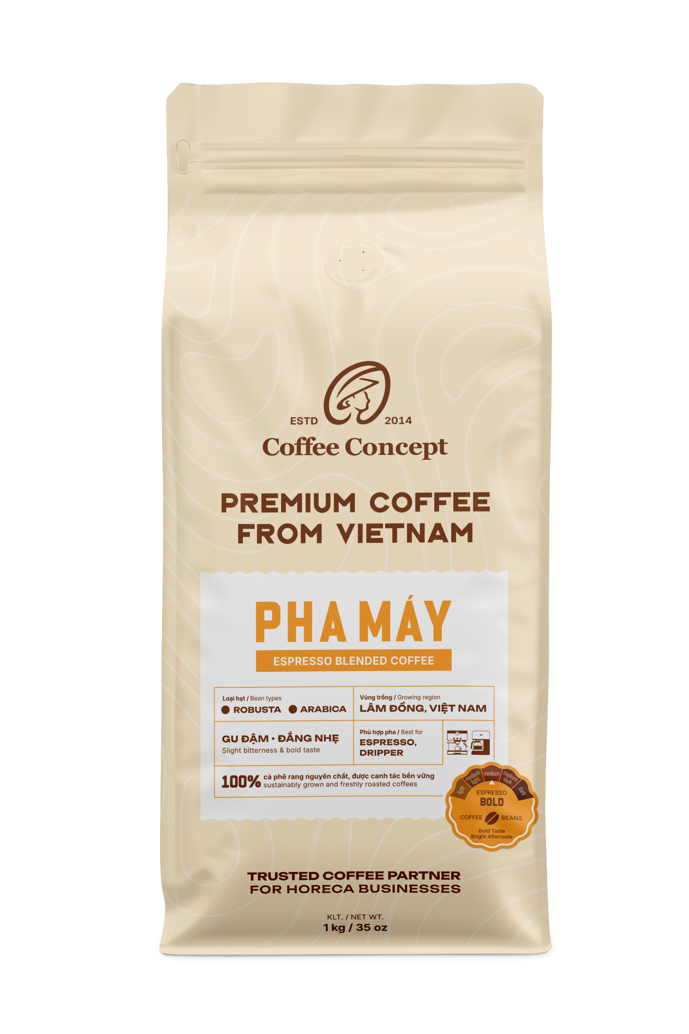  Cà phê rang Pha Máy (Espresso Blend) 1000Gr - Hạt 