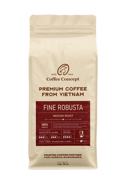  Cà phê rang Fine Robusta | Medium 1000Gr - Hạt 