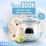  Combo Nồi Nấu Chậm 0.8L SUBE001 + Máy Xay Ăn Dặm 8 Lưỡi 0.3L CH-5H02D24 