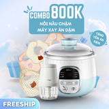  Combo Nồi Nấu Chậm 0.8L SUBE001 + Máy Xay Ăn Dặm 8 Lưỡi 0.3L CH-5H02D24 
