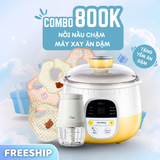  Combo Nồi Nấu Chậm 0.8L SUBE001 + Máy Xay Ăn Dặm 8 Lưỡi 0.3L CH-5H02D24 